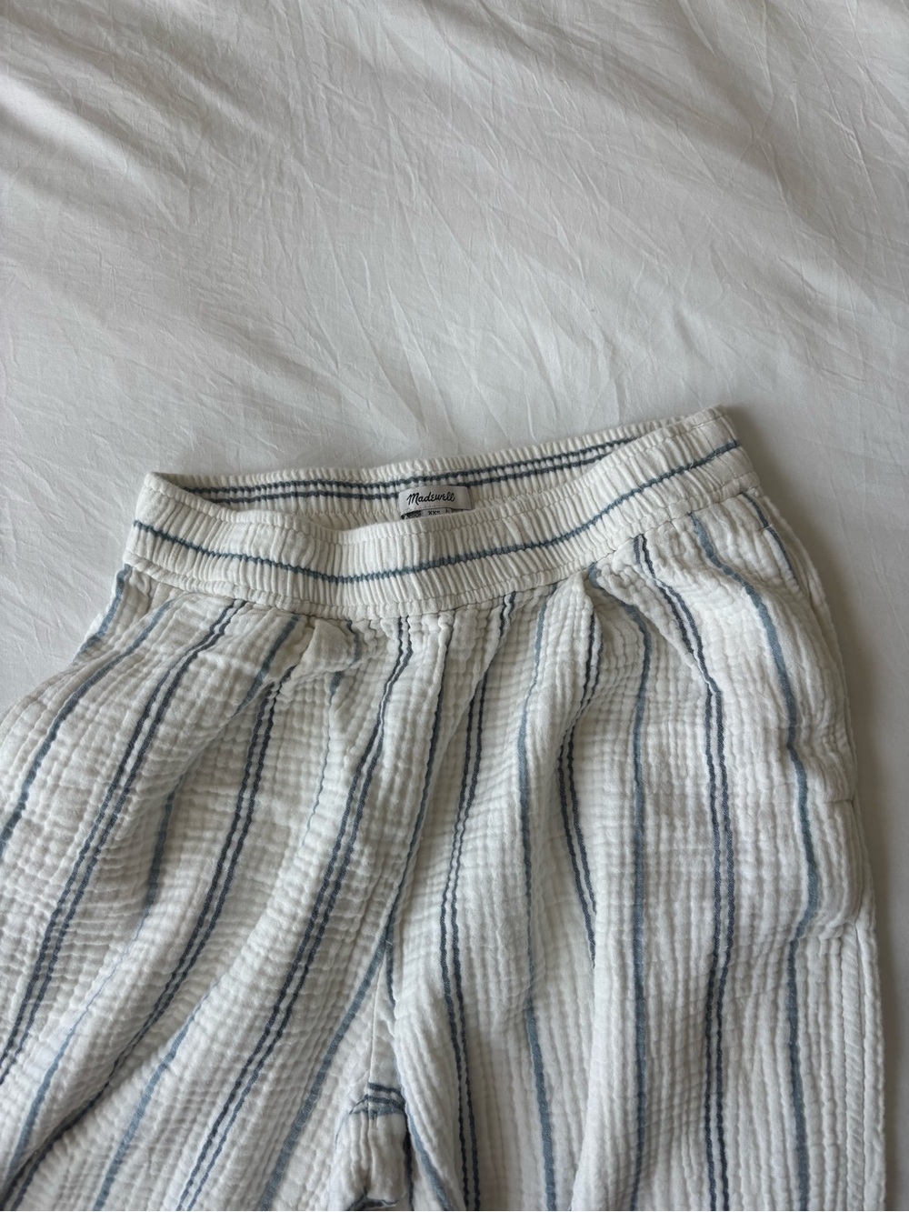 Madewell White & Blue Striped Gauze Wide Leg Pants – Size XXS - Picture 3 of 5
